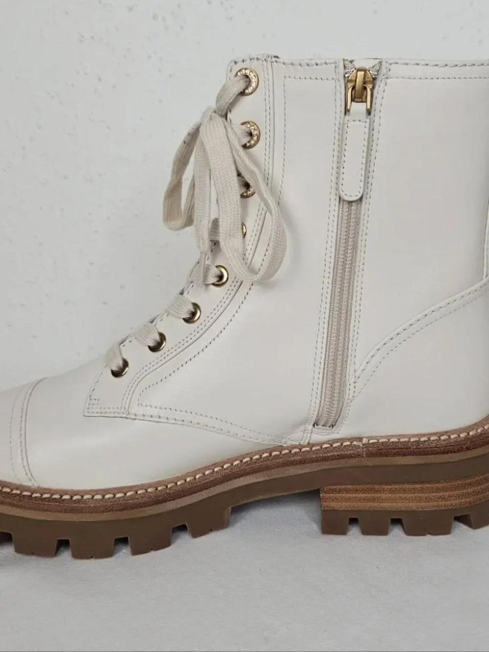 Kate Spade Merritt Lug Sole Combat Boots Ivory Leather NWT Size 9